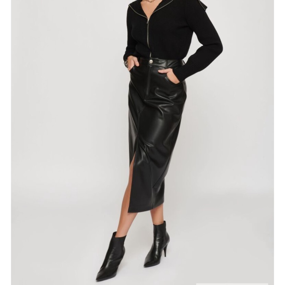 Faux Leather Midi Skirt